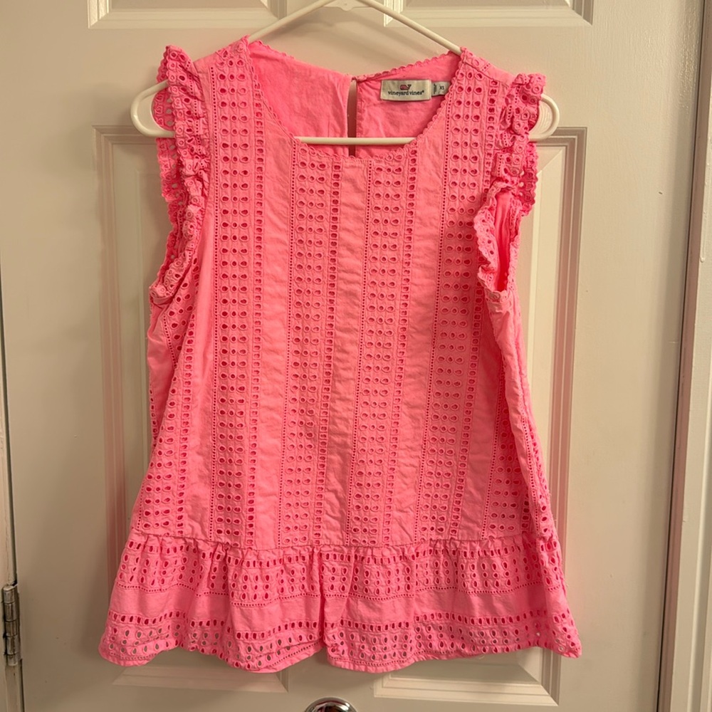 Vineyard Vines Hot Pink Eyelet Tank Top